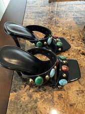 Women s Black Patent Leather Square Toe Mule ...