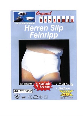 2 er Pack Herren Slips Feinripp weiß Gr. 10  Sonderpreis