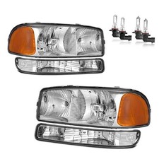 Headlights Assembly OE Replacement Polished Chrome  With High  Low Beam Bulbs