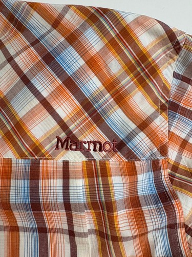 Marmot Men’s Shirt Size XL Orange Plaid Short Sleeve Pockets Hiking Outdoor - Bild 8 von 10