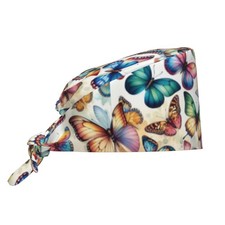 Colorful Butterfly Working Cap Scrub with One Size,