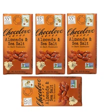 Chocolove Dark Chocolate Almonds And Sea Salt Bars 3.2 Oz Pack Of 4
