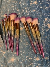 Pinceles de maquillaje unicornio diamante arco iris brillo
