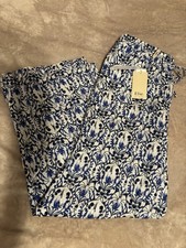 Elie Tahari Blue And White Floral Linen Pants