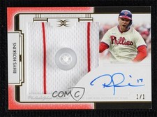 2024 Definitive Collection Relics Red Jersey Button 1/1 Rhys Hoskins Auto lz7