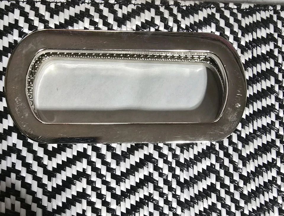 Magnetic CATO Large Clutch Purse Retro Hipster Bag Black & White Chevron Stripe - Image 4 of 4