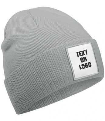 Personalisierte Beechfield Applikation Patch Beanie - Wunsch Name Strickmütze