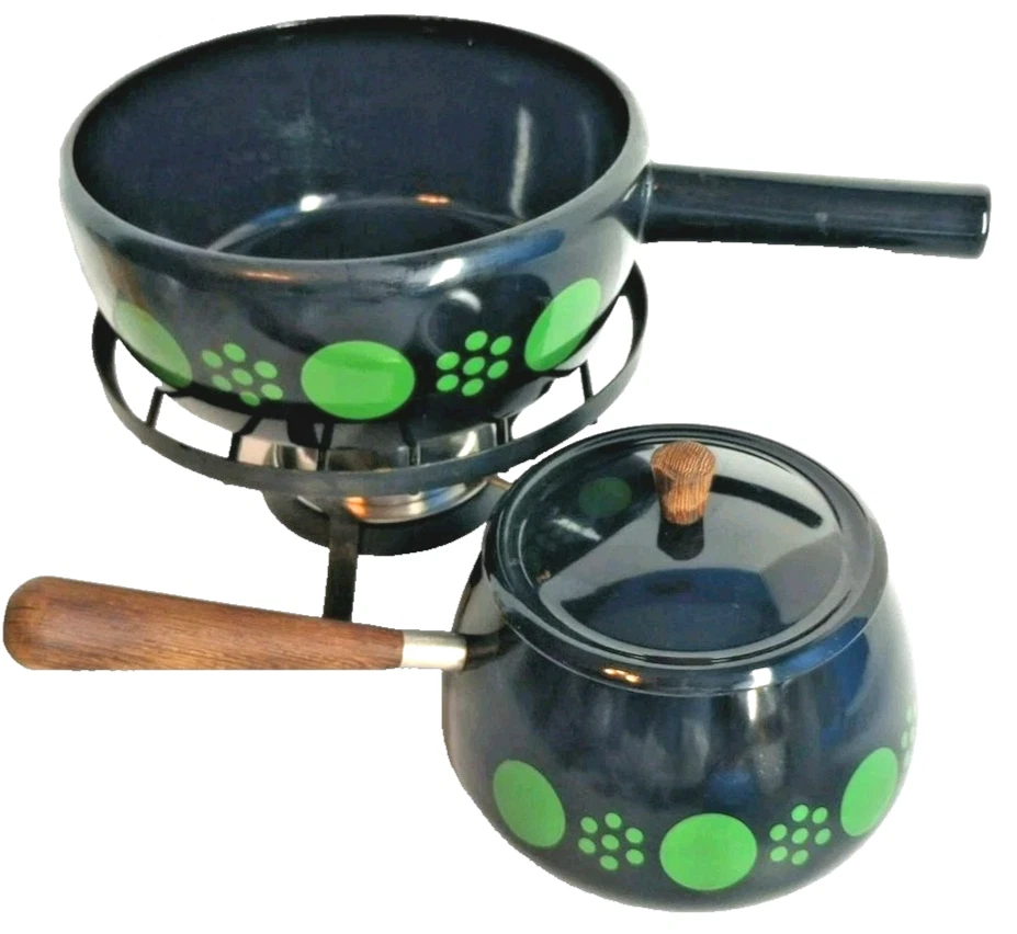 Vtg Swiss Lidded Enamel Fondue Pot Set Mid Century Mod PERK of Switzerland AS IS
Opens in a new wind