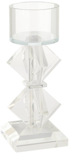 Diamond 11 1/2" High 2-Stack Shiny Clear Glass Pillar Candle Holder - Picture 5 of 6