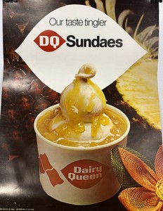 VTG 1969  Dairy Queen Franchise Pineapple Sundae Advertising Poster 17 1/2”x22”