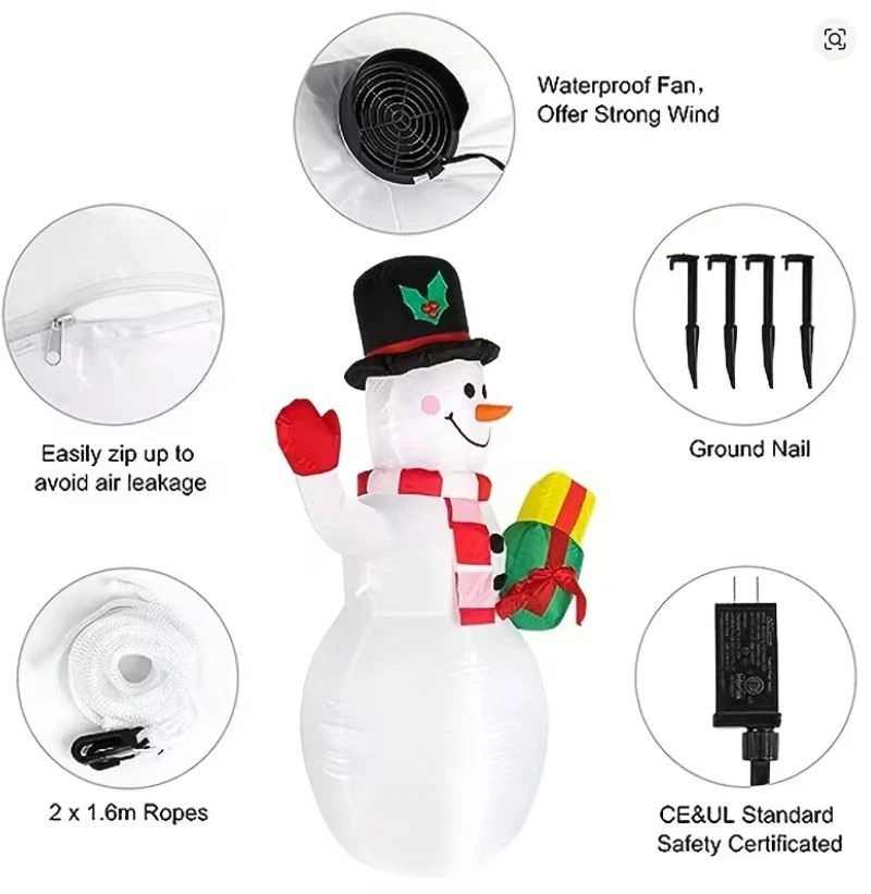 5FT Christmas Inflatable Snowman w/ LED Lights | Outdoor Yard Garden Blow Up - Image 4 of 4