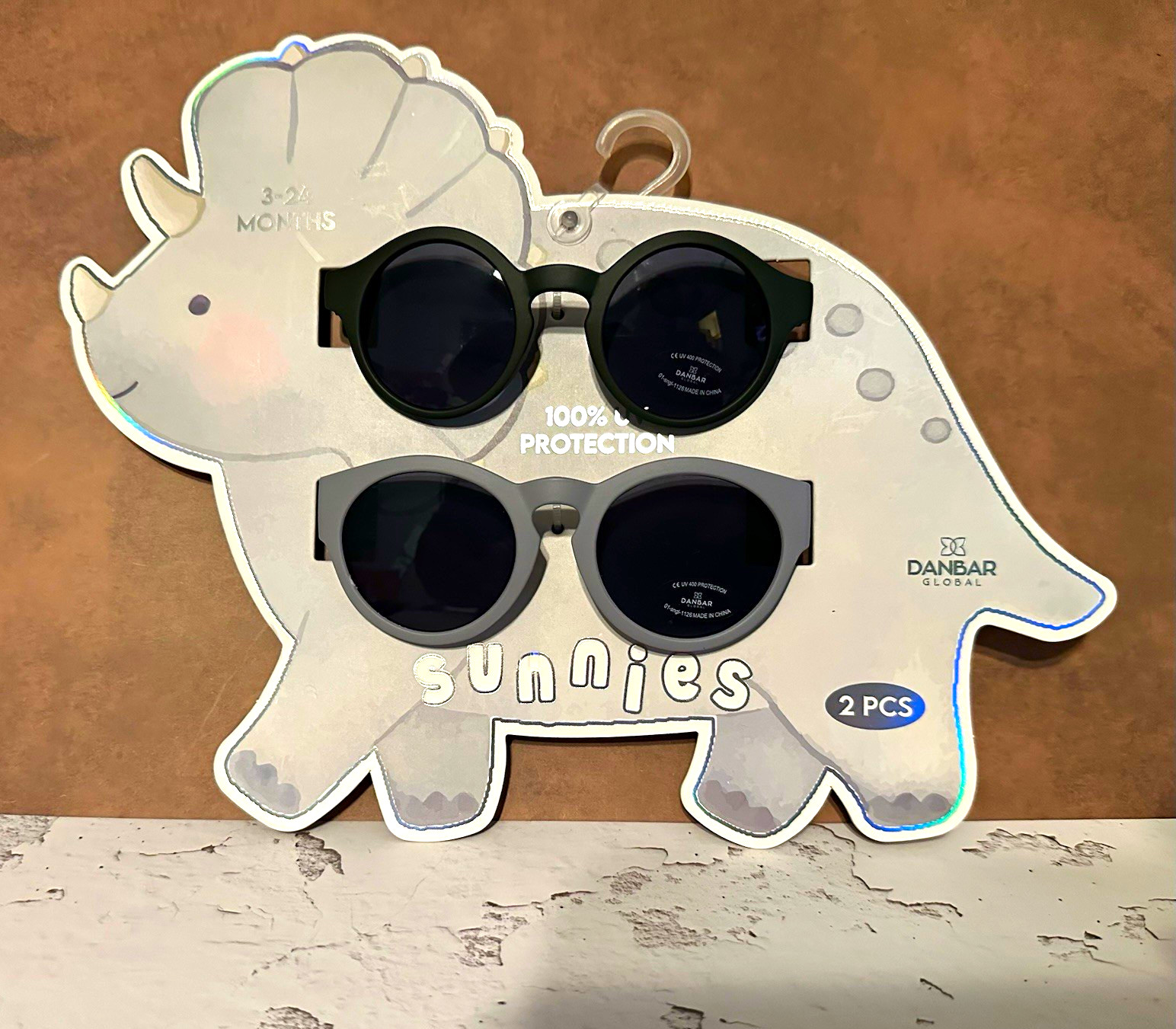 Danbar Global Baby Sunglasses 2-Pack 0-18M Round UV400 Black/Gray Rhino