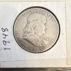 1948 Franklin Half Dollar Silver Circulated Philadelphia Mint Lot of 2 Coins