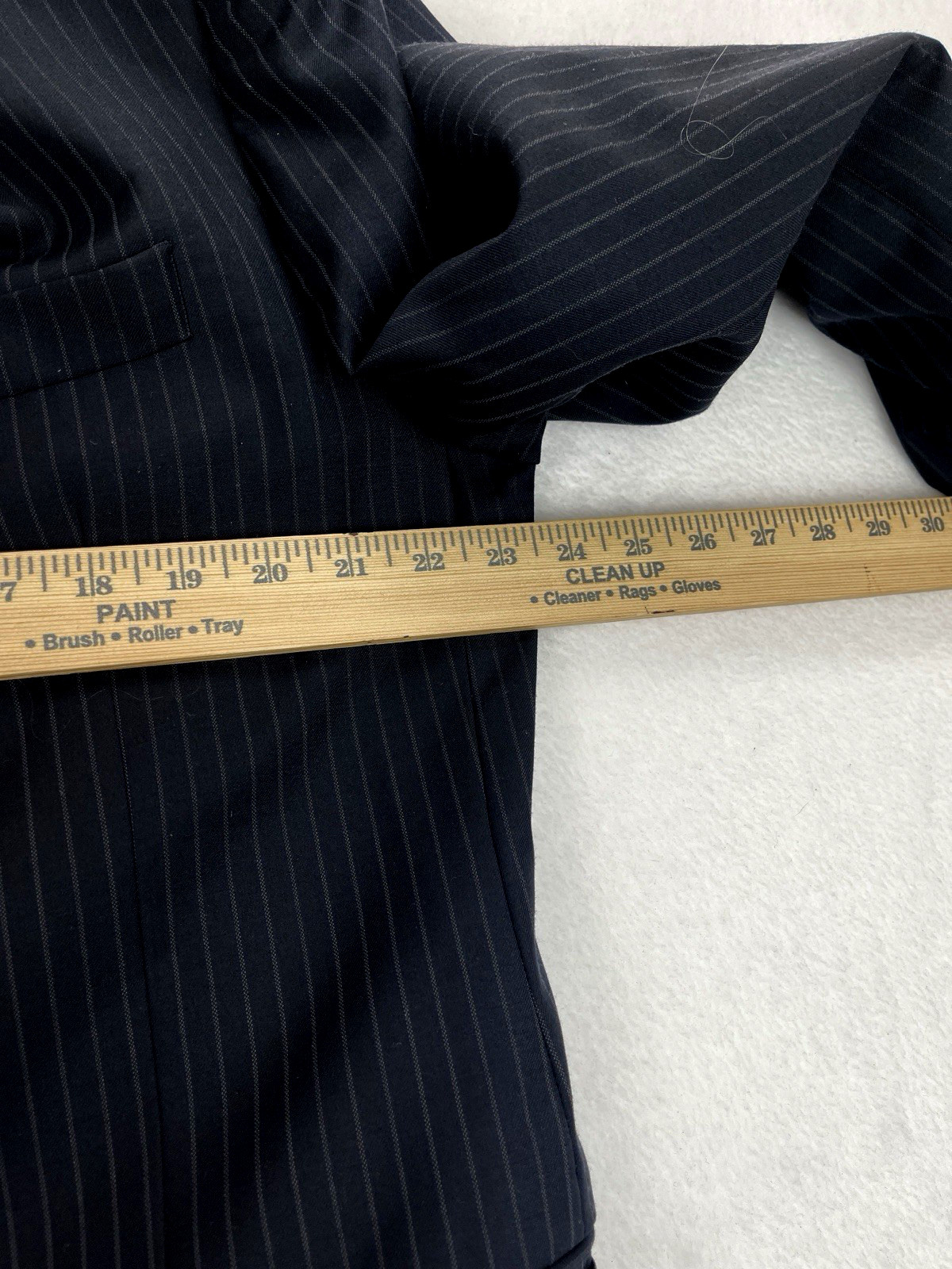 Vintage Calvin Klein Mens 48L Navy Black Pinstripe Wool Blazer Sport Coat Jacket thumbnail 11