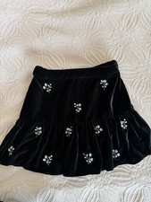 ZARA GIRLS BLACK VELOUR SKIRT SIZE 10 Elastic Back