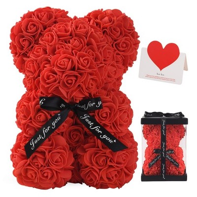 LINKLO Rose Bear Rose Teddy Bear -10 inch Artificial Rose Flower Bear, Gift f...
