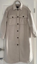 New Look Long oversized beige lined fleece Coat /Shacket Size 6 winter