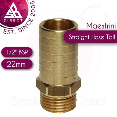 Maestrini Messing Gerade Schlauchkupplung 1/2'' BSP Außen 22mm Schlauch NEU