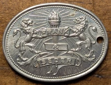 Pittsburgh, Pennsylvania PA Frank & Seder F & S Credit Charge Coin Token Key Fob