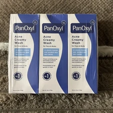 (Lot of 3) New PanOxyl Acne Creamy Wash Daily Control 6oz each, Exp 02/27