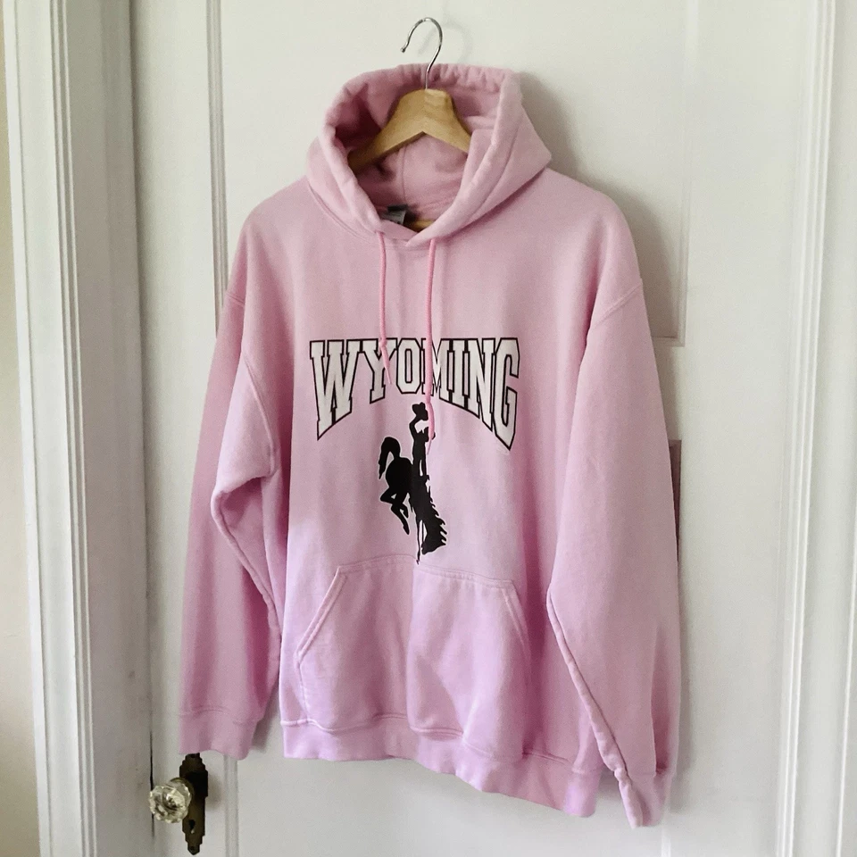 Wyoming Vaqueros Tradicional Sudadera con Capucha Rosa Talla M Gildan Sudadera Colegial Wyo Foto 3 de 4