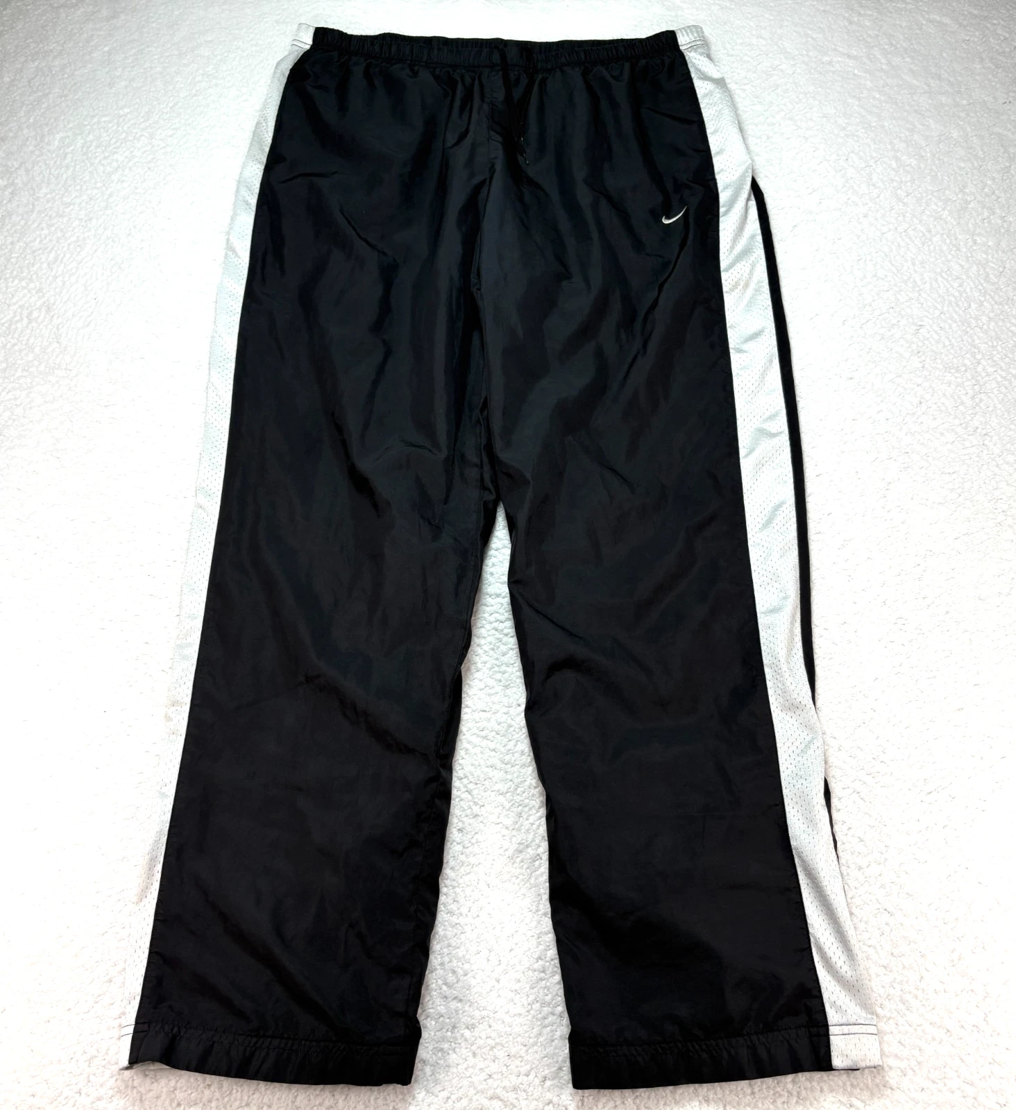 Nike Vintage Track Pants Uomo XL (16 18) Nero Bianco Pannelli a Rete (34x32)