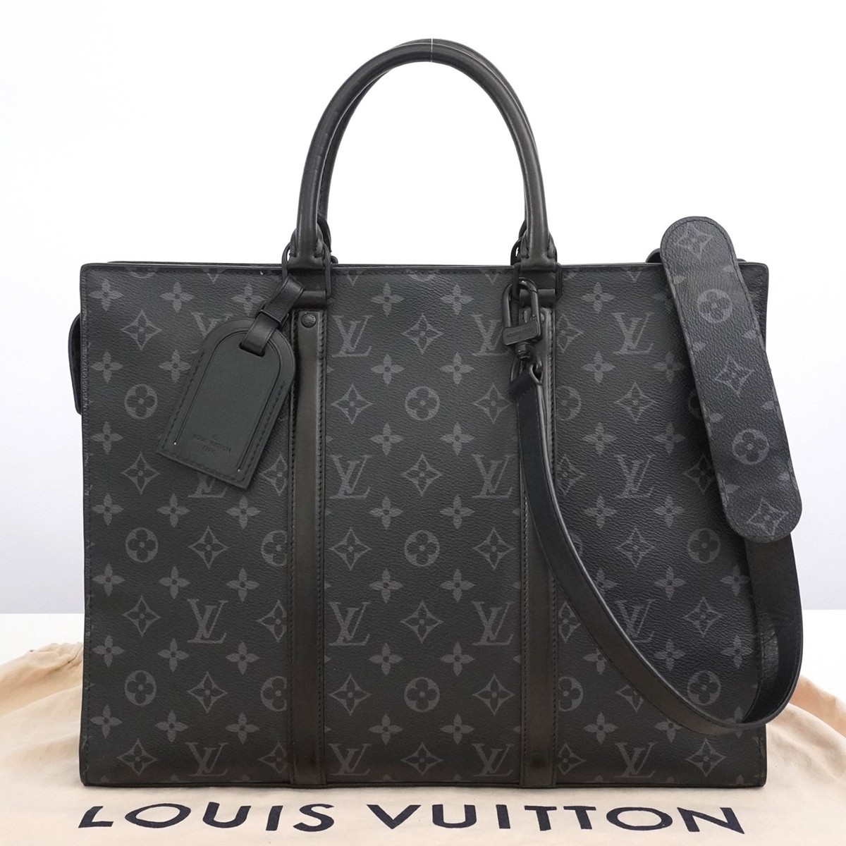 LOUIS VUITTON LV Monogram Eclipse Sac Plat M45265 Bag With IC Chip