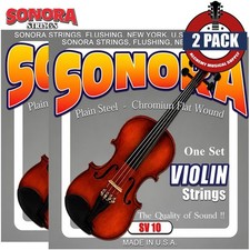 2-PACK Sonora SV10 Plain Steel Chromium Flat Wound Violin Strings MADE IN USA
