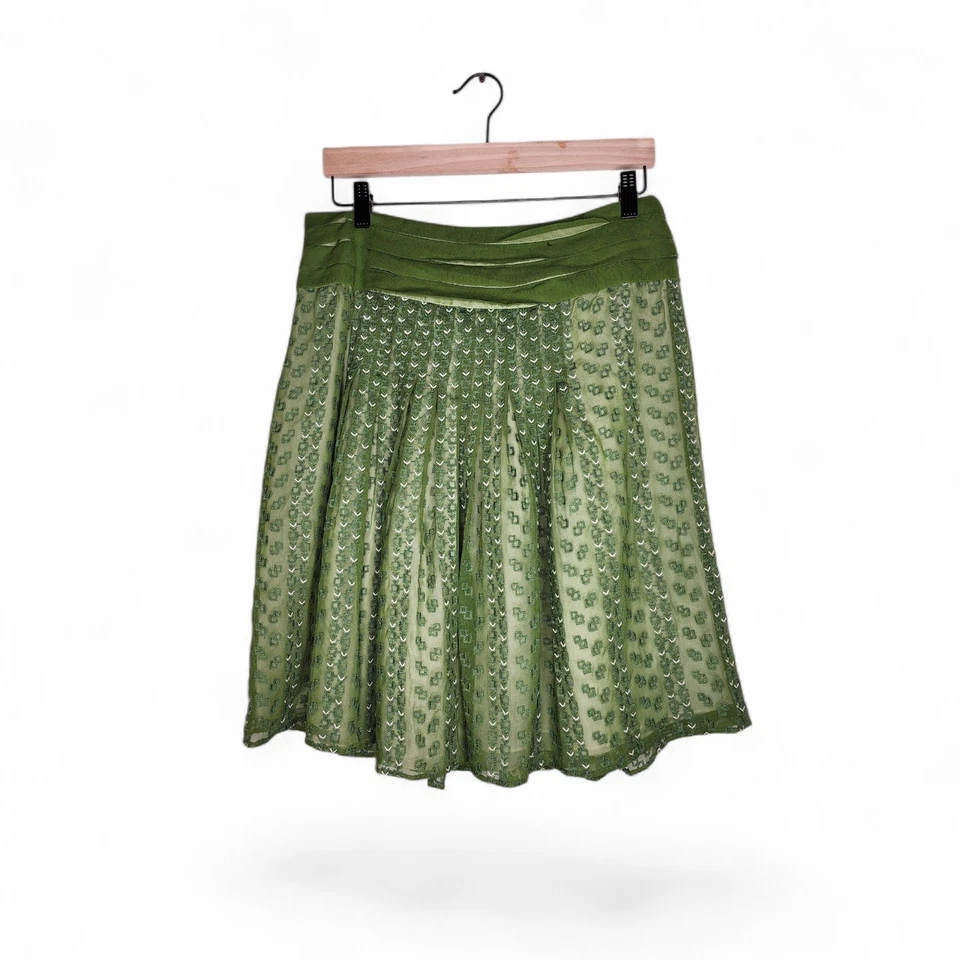 Falda de seda plisada Tocca en verde talla 6 Foto 2 de 4