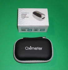 SP02 FINGER PULSE OXIMETER WITH HARD SHELL STORAGE CASE BATTERY OPERATED