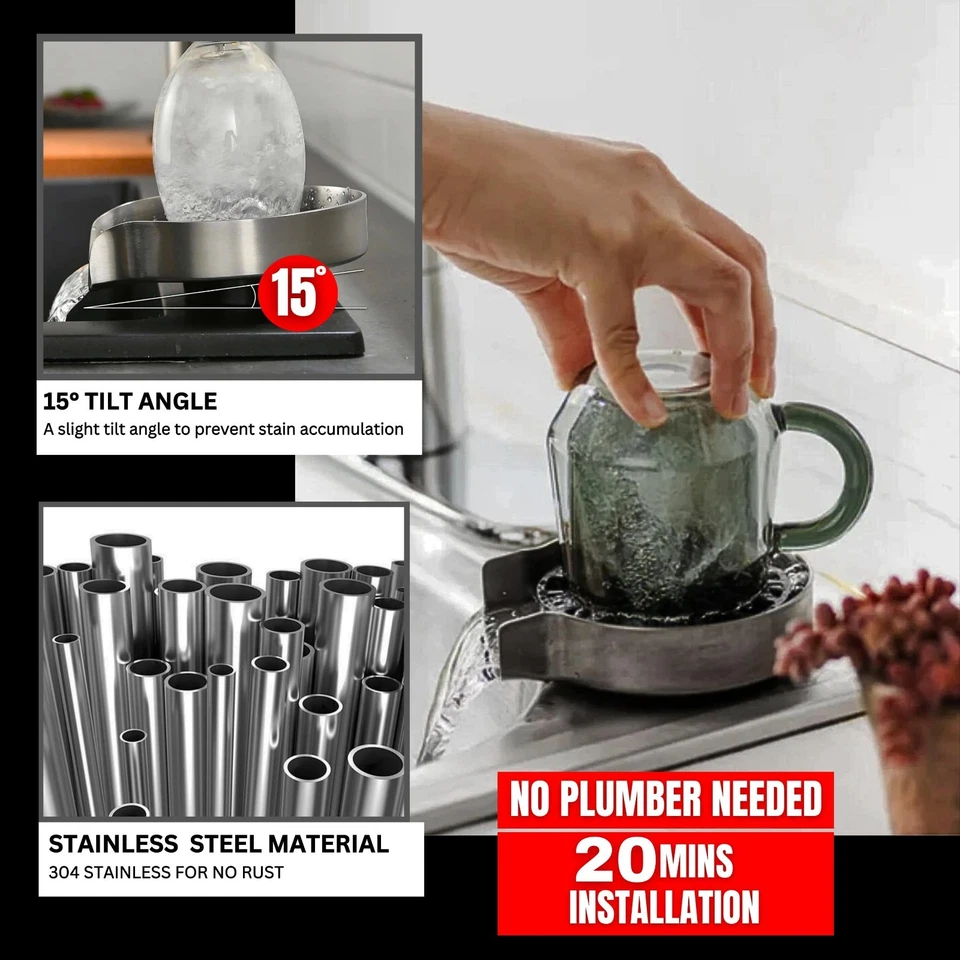 BEY Enjuagador Automático de Vidrio - Potente Lavadora de Vasos Mejorada para Fregadero de Cocina Foto 4 de 4