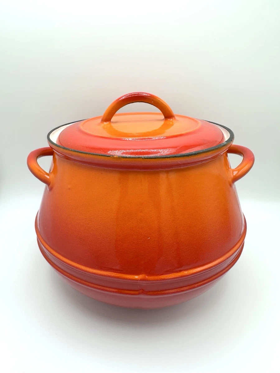 Vintage Descoware Made In Belgium Flame Red Bean Pot Cast Iron
