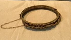 Vintage Signed Miriam Haskell Gold Tone Hinged Bangle Bracelet Safety Chain 6.5"