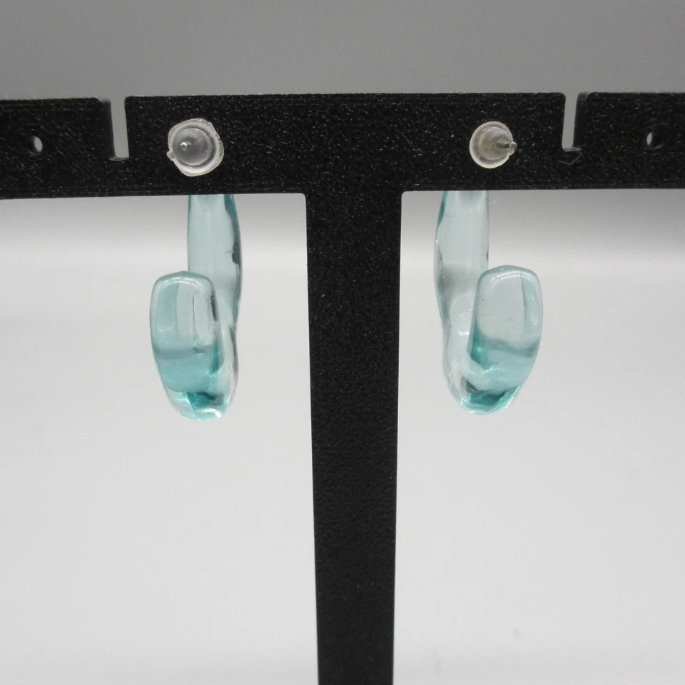 Pendientes Lucite vintage aro translúcido azul aguamarina poste para orejas perforadas Foto 3 de 4