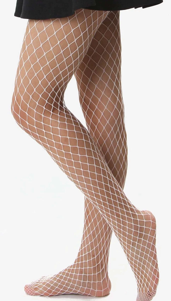 White fishnet tights with floral design - One Size... - Depop