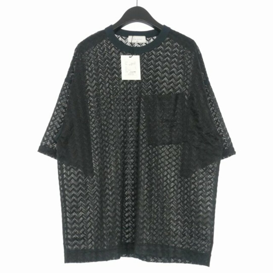 Taupe 24SS HERRINBONE LACE LOOSE TEE T-SHIRT CUT SEW SHORT SLEEVE 