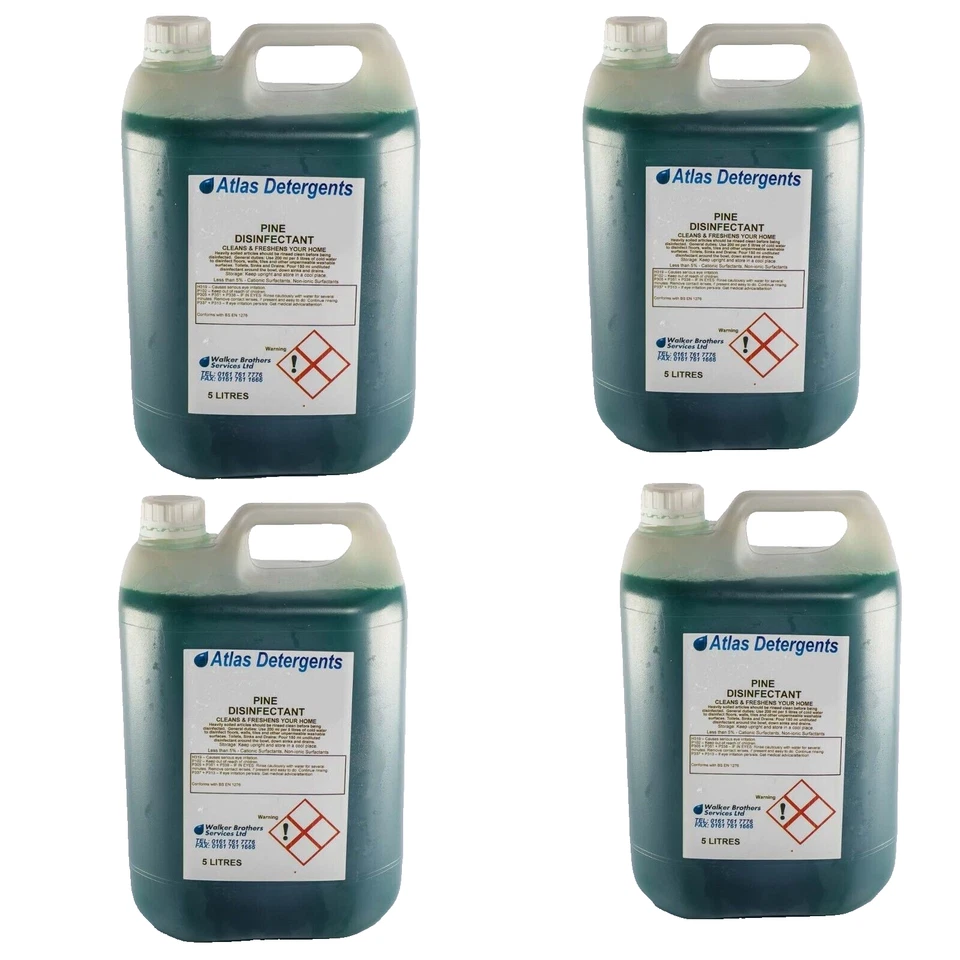 ATLAS DETERGENTS 4 x 5 Litre Pine Pet Disinfectant Dog Cat Kennel Spray Fresh Odour Urine