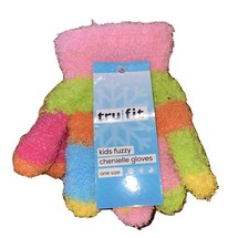 Tru Fit Multicolored Stripped Kids Fuzzy Cozy Gloves
