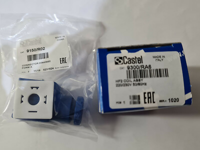 Solenoid Castel HF2 9300/RA6, 8W, 220/230V, 50/60Hz + Socket, Castel Plug