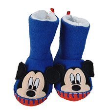 DISNEY STORE MICKEY MOUSE BOOT SLIPPERS, SIZE 11, BLUE/RED