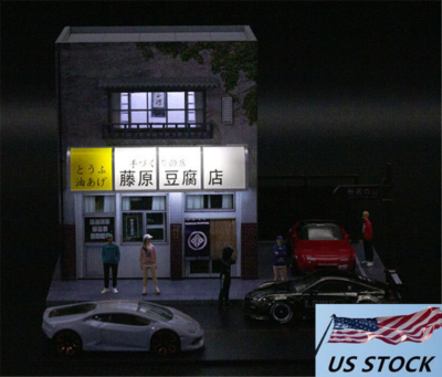 NEW 1:64 Initial D Fujiwara Tofu Shop AE86 3D Buliding Parking Lot