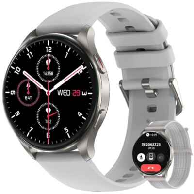 Smartwatch Herren Damen Rund mit Telefonfunktion AMOLED Always-On-Display Uhr