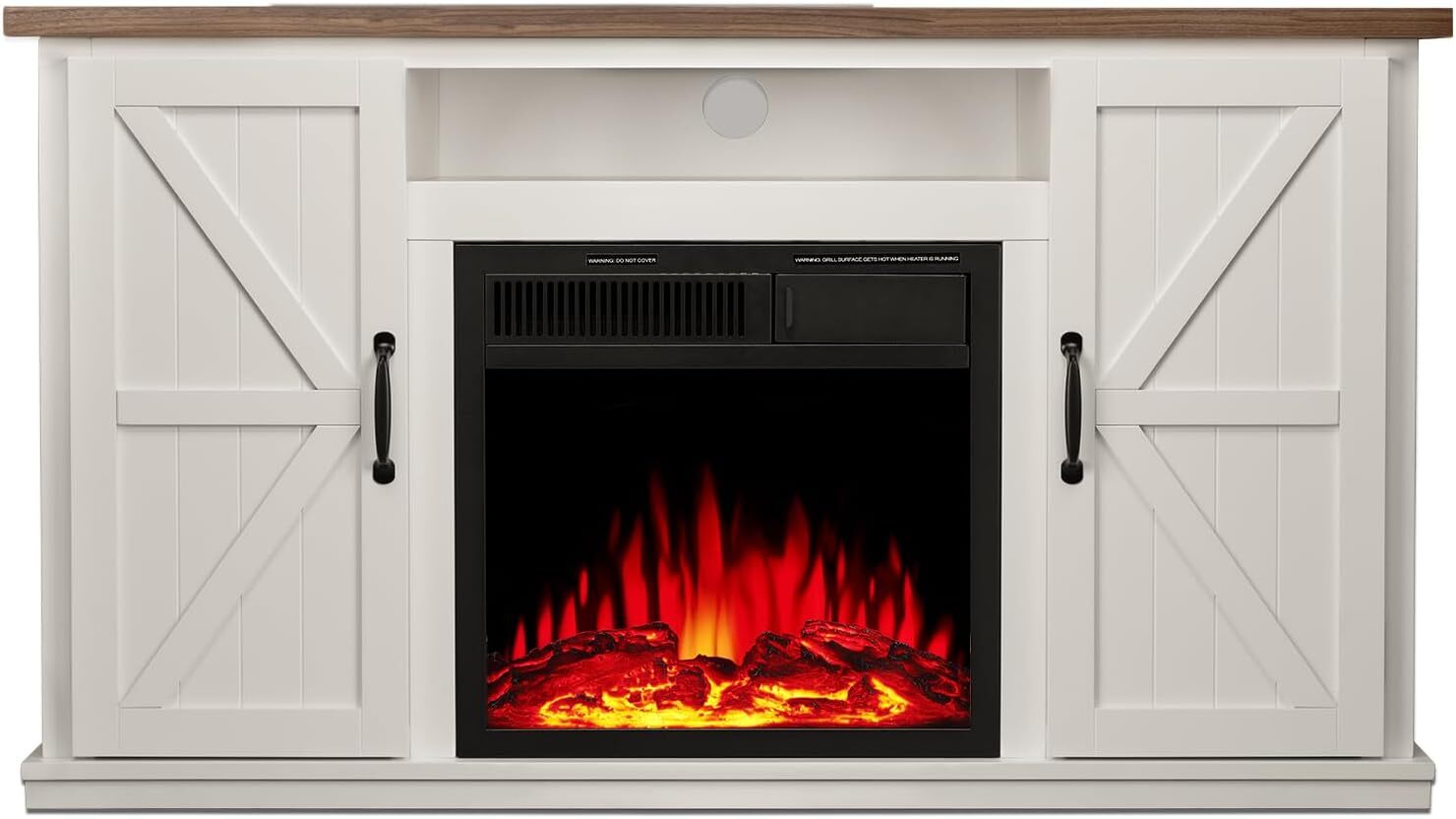 Electric Fireplace TV Stand, with Mantel 3D Flame, Remote , 