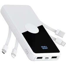 Portable Charger With Built In Cableshigh Speed Power Bank 10000mah Travel Batte