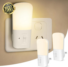 2 Pack LED Night Lights w/ Dusk to Dawn Sensor, Adjustable Brightness for Bedroo