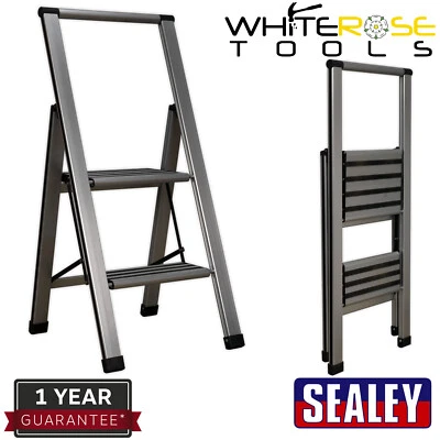 Escalera Plegable Sealey Aluminio Profesional 2 Pasos 150kg Capacidad - Imagen 1 de 3
