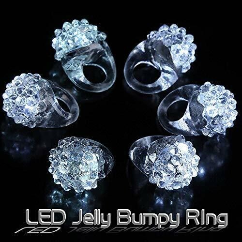 Anillos llenos de baches de jalea blanca con luz LED - Paquete de 24 por fiesta Glowz - Imagen 7 de 10