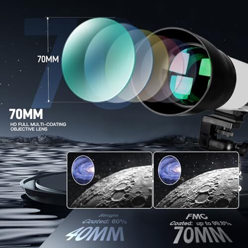 Telescope 70mm Aperture 500mm Refractor Telescope for Adults High 50070 - Picture 2 of 6