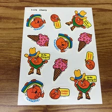 NEVER USED Vintage Trend Cherry Smell Scratch and Sniff Sticker Sheet MINT RARE