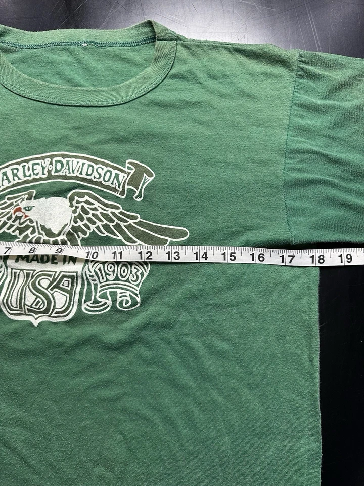 Camiseta Harley Davidson Años 80 Verde Se Ajusta Pequeña  Foto 4 de 4